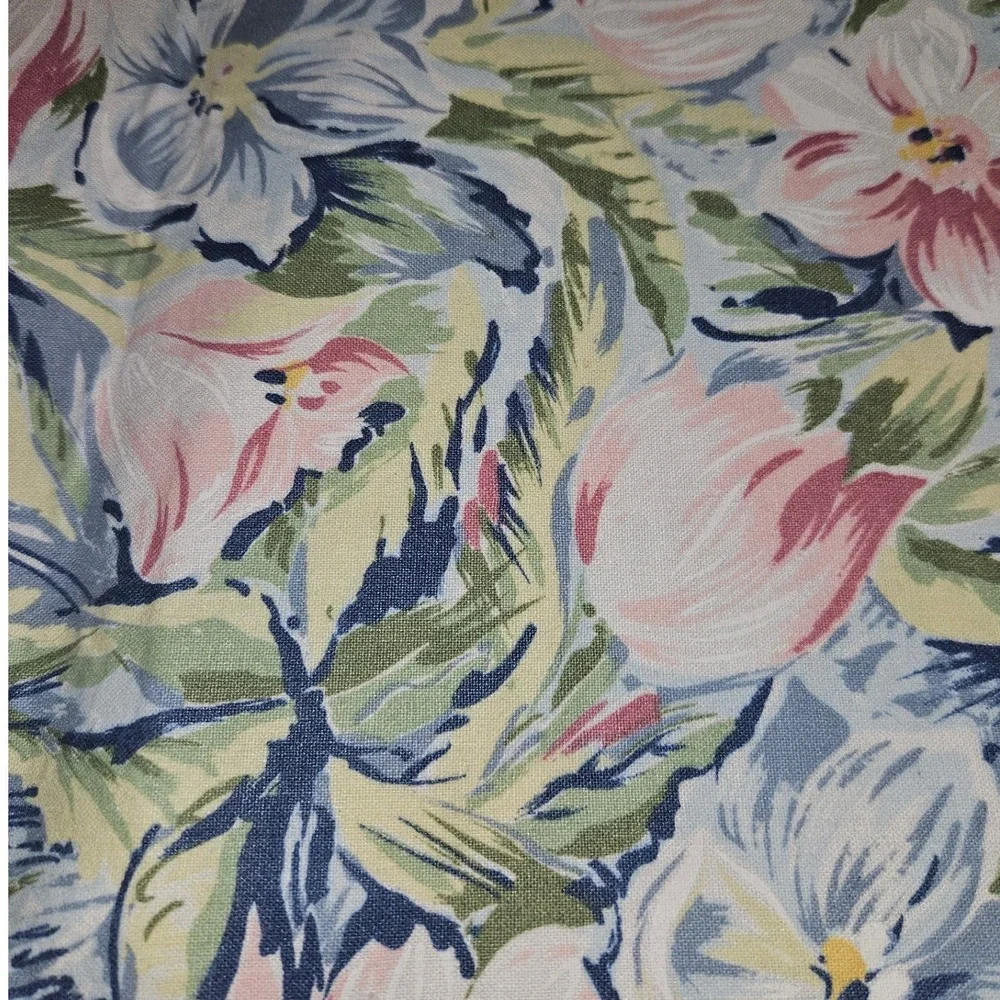 Floral Placemats 8 Pink Blue Green Tulip  Print‎ Clipped Corners Vintage 1990s